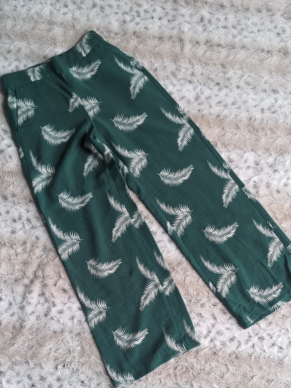 Loft Green Wide Leg Palm Print Pants